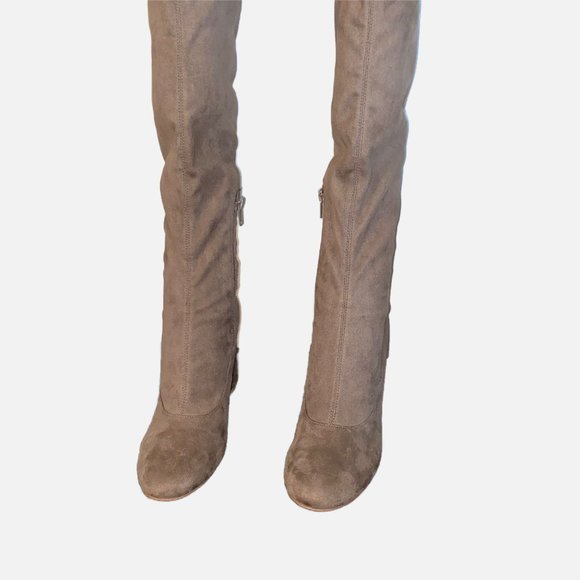 Marc Fisher Ltd Tan Faux Suede Thigh High Block Heel Boots 6.5 - Picture 7 of 10